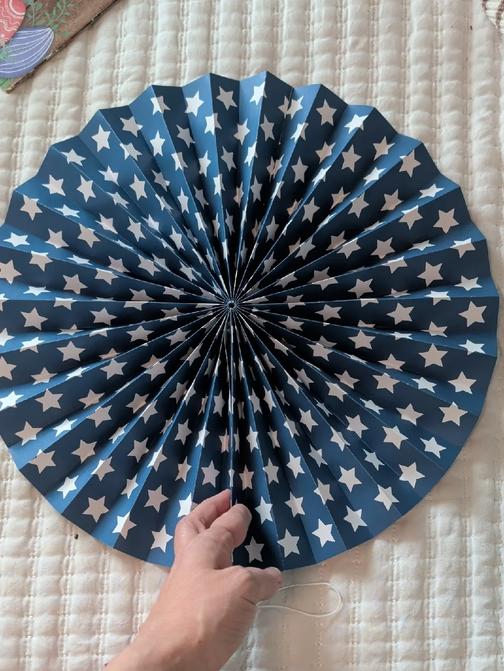 Red White and Blue Starburst Paper Fan Decoration set of 10